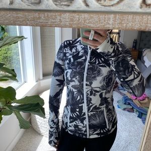 Size 2 Lululemon jacket black and white floral pattern